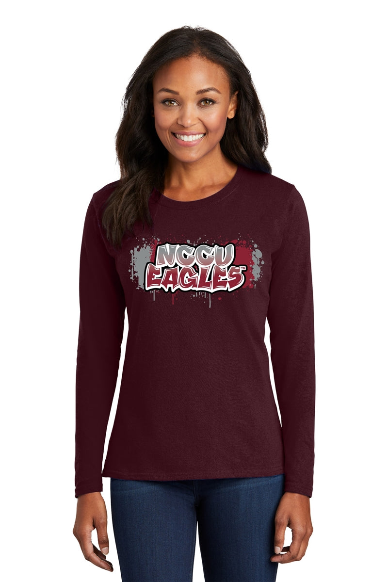 North Carolina Central University Graffiti Ladies Comfort Tee (Long Sleeve)