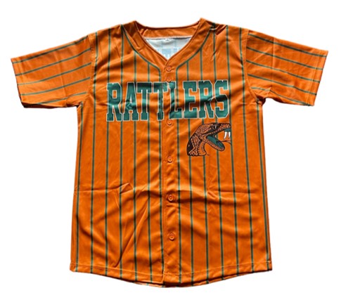 FLORIDA A&M RATTLERS PINSTRIPE BUTTON DOWN BASEBALL JERSEY