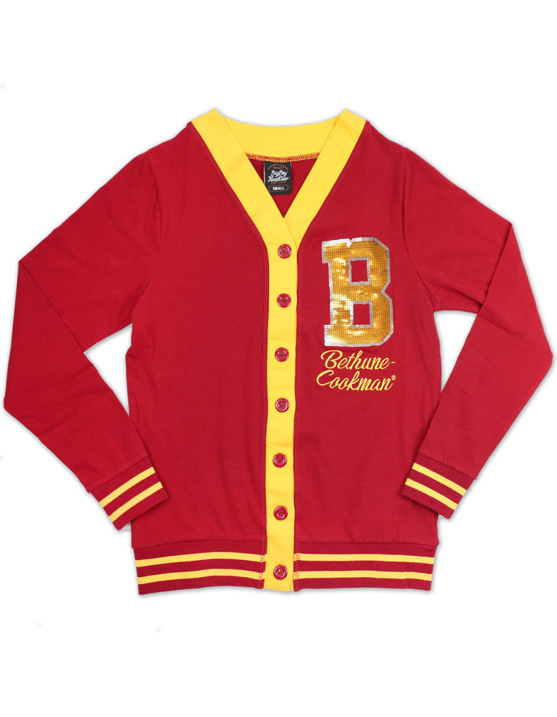 BETHUNE COOKMAN WOMEN'S SEQUIN LETTER CARDIGAN