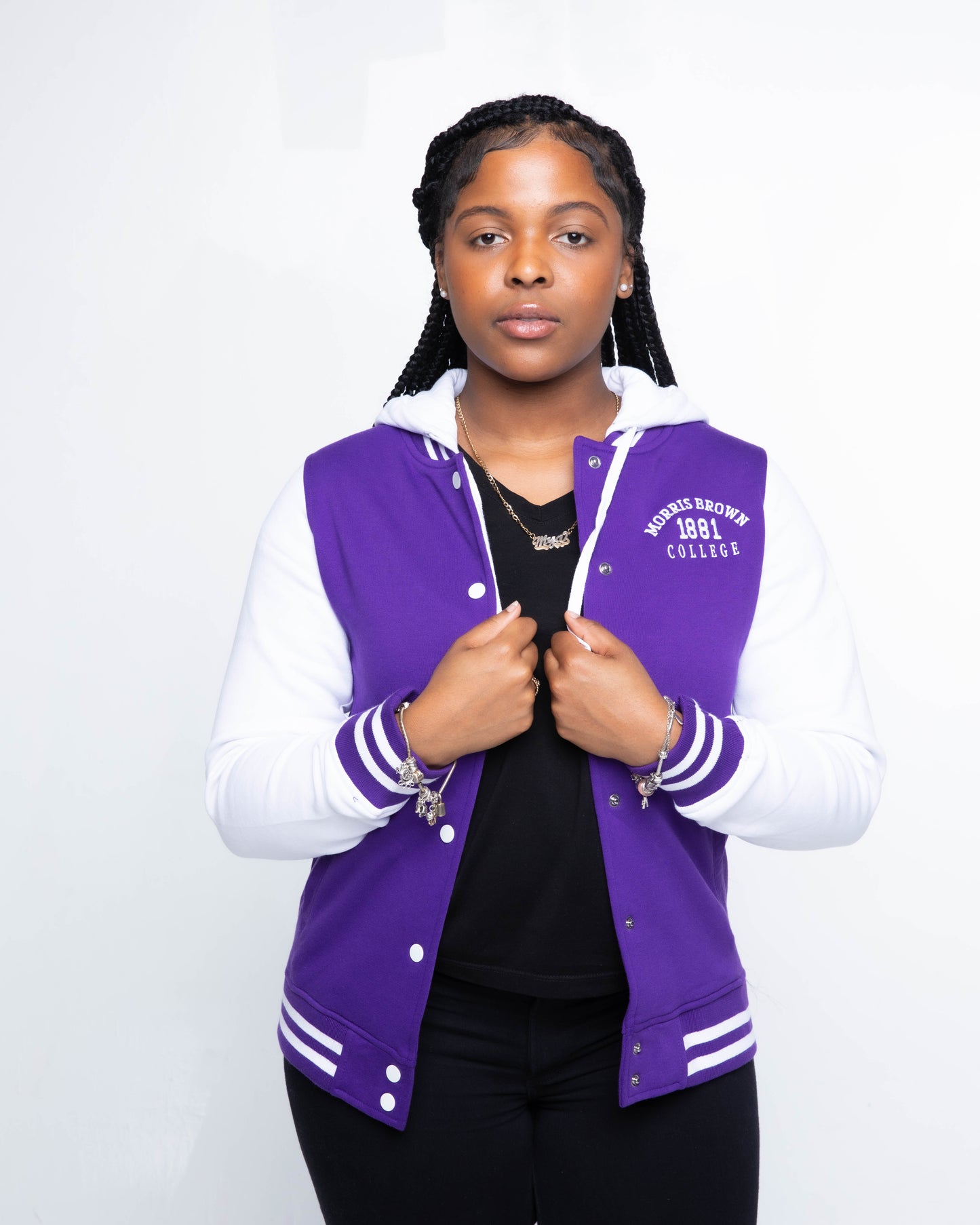 MORRIS BROWN DELUXE LADIES L-STYLE VARSITY JACKET